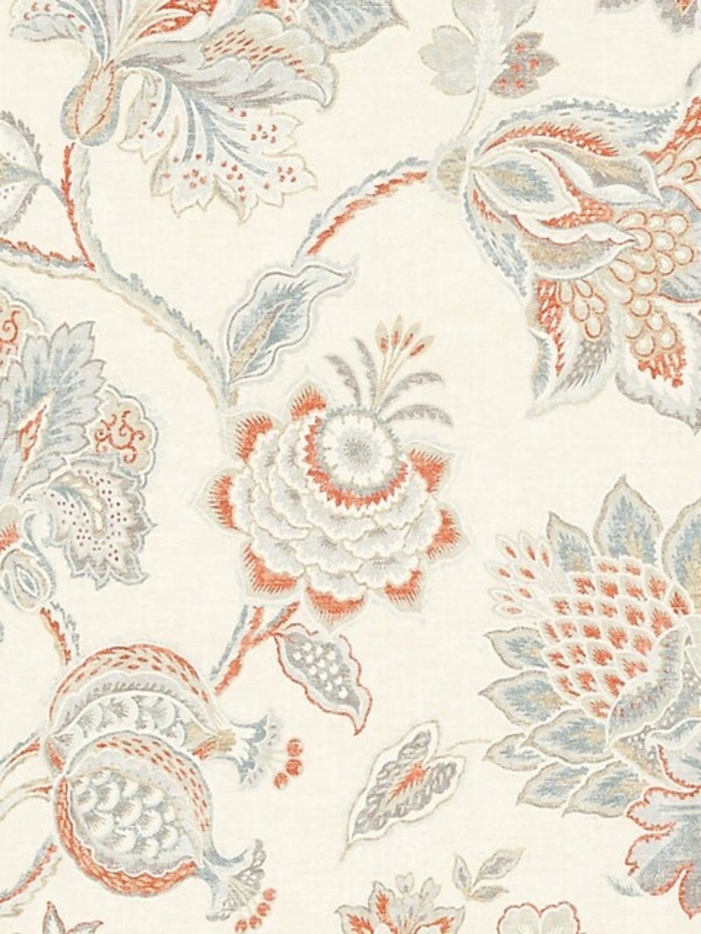 Ballard Designs Shay Cream Fabric Jacobean floral 100% Cotton 35.5”x35.5” SAMPLE